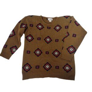 Vintage 80s JH Collectibles Lambswool Sweater Women's M Southwest Aztec